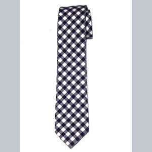 NEW Nautica Cotton Flannel Tie Navy Blue White Lattice Check Men's Long